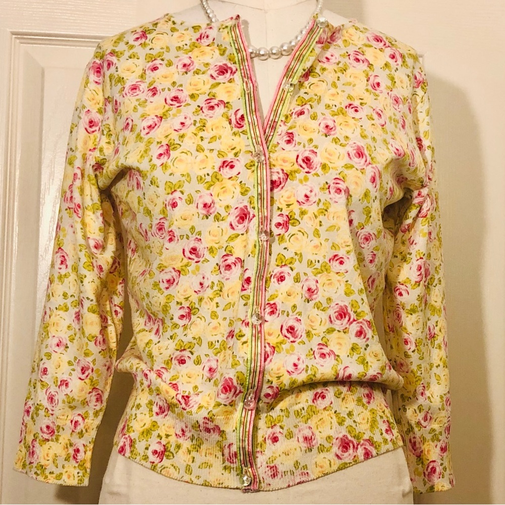 🎶🌸… SILK Floral Cardigan Sweater by SILX by August Silk